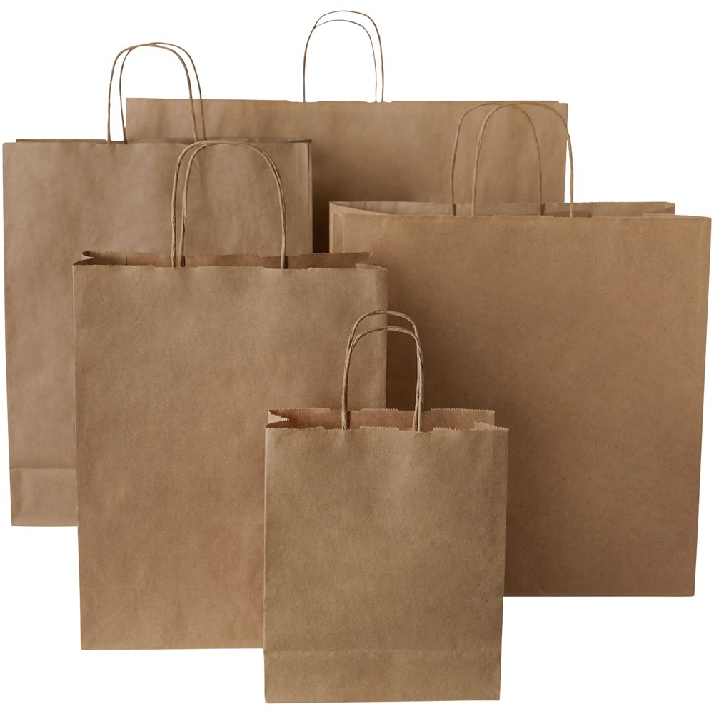 Kraftpapiertasche 80 g/m² mit gedrehten Griffen – 18 × 8 × 21 cm