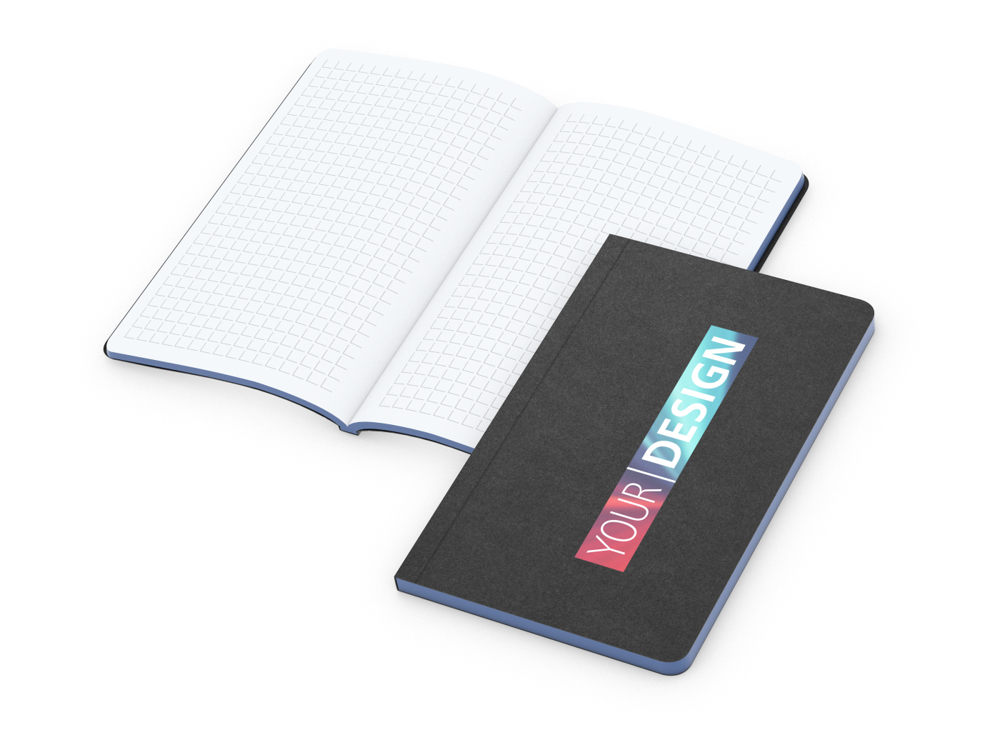 Notizbuch Tablet-Book, Pocket, Winkelkaro, mittelblau, Siebdruck-Digital
