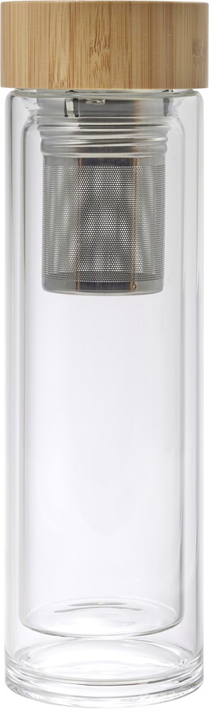 Trinkflasche Vicente | Glas | Bambusdeckel | 420 ml
