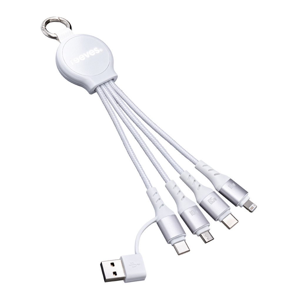 6-in-1 Ladekabel mit Beleuchtung REEVES-PUHALANI SWITCH - silber, weiß / weiß / weiß
