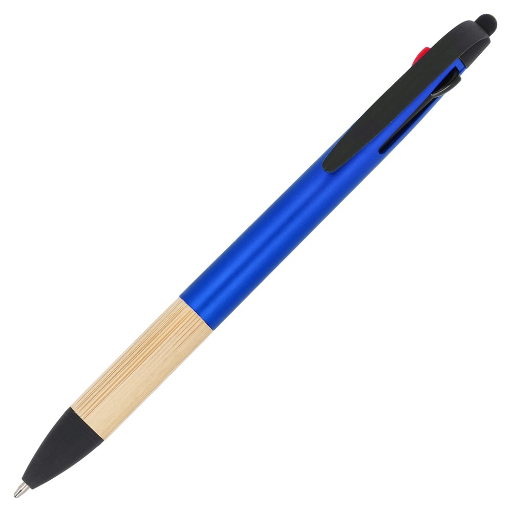 3-Farben-Stift mit Bambusgriff - Blau