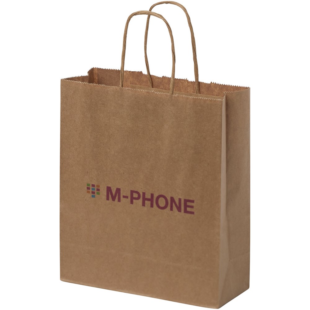 Kraftpapiertasche 80 g/m² mit gedrehten Griffen – 18 × 8 × 21 cm