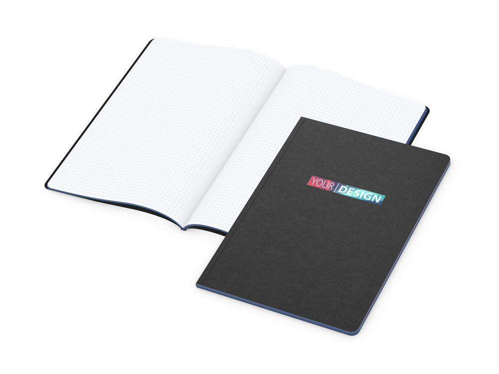 Notizbuch Tablet-Book, A4, Punktraster, mittelblau, Siebdruck-Digital
