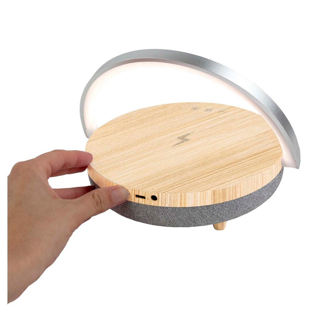 Prixton 10W 4-in-1 Bluetooth®-Lautsprecher mit LED-Licht und kabelloser Ladestation