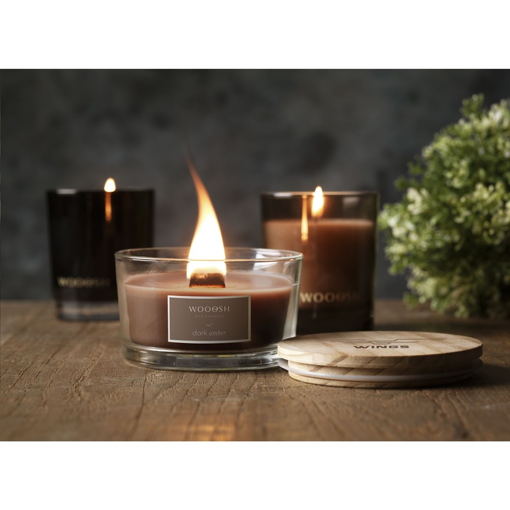 Wooosh Flame Scented Candle Dark Amber