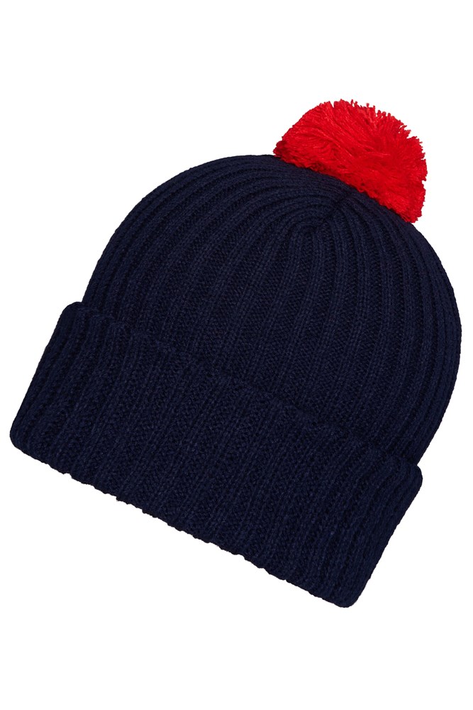 Knitted Cap with Pompon