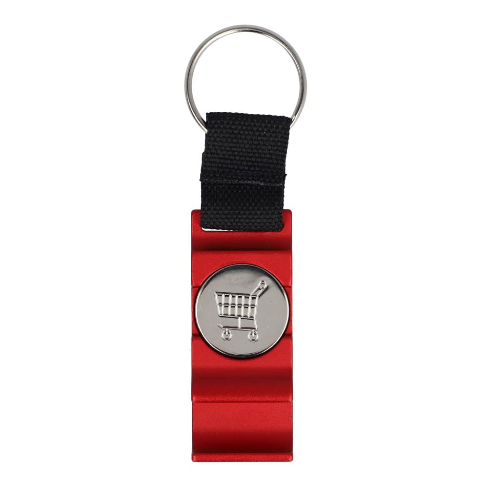 3-in-1-Flaschenöffner-Schlüsselanhänger-Einkaufswagenchip - rot
